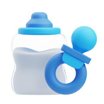 3D Baby Bottle And Pacifier Illustration png