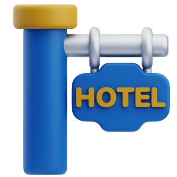 3D Hotel Sign Hanging On Pole png