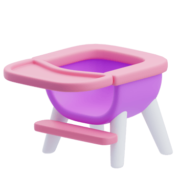 3D Baby Feeding High Chair Colorful png