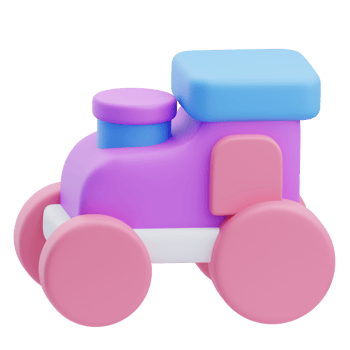 3D Colorful Baby Toy Train Illustration png