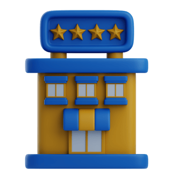 3D Four Star Hotel Front Icon png