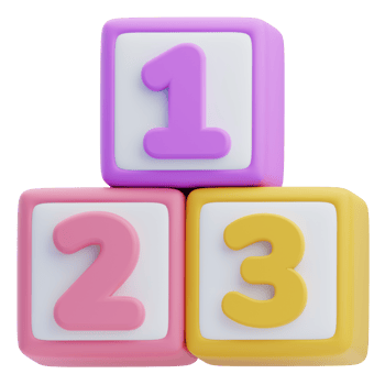 Colorful 3D Baby Number Blocks png
