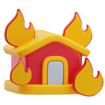 3D Burning House Illustration Render png
