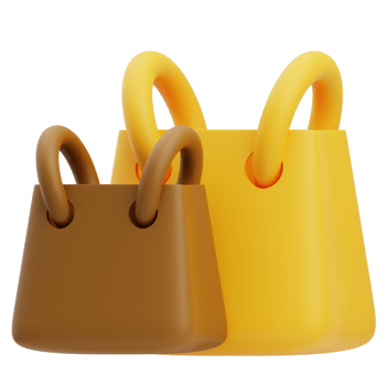 3D Colorful Grocery Shopping Bags Illustration png