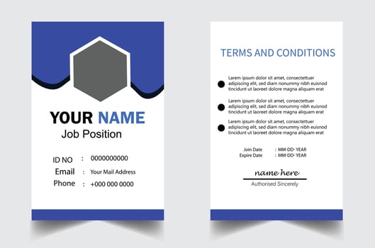 Employee and officer Id card template for corporate company business design vector