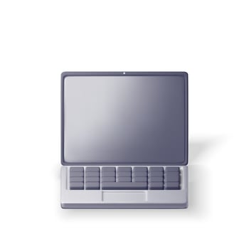 3D cartoon laptop computer isolated. Render notebook LCD display mock up with blank screen. vector