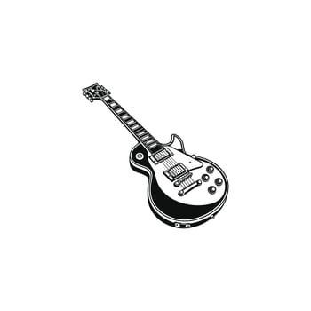 A black and white drawing of a guitar vector