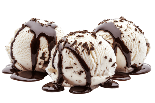 Ice cream scoops with chocolate on a transparent background. png