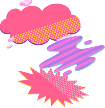 Group of Pink Purple Bubble Explosion Boom,digital paiting illustration png