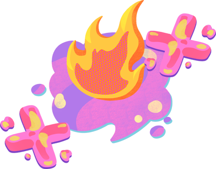Fire flame on purple cloud banner,digital paiting illustration png