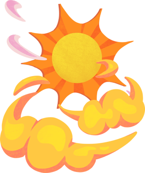 Sun with yellow cloud,digital paiting illustration png
