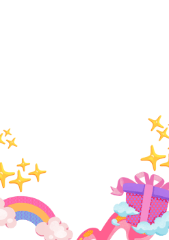 gift box with rainbow star,digital painting illustration frame design png