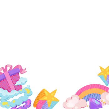 gift box blue smoke rainbox cloud star rainbow tail,digital painting illustration frame design png