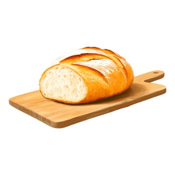 Freshly Baked Bread on Wooden Cutting Board png