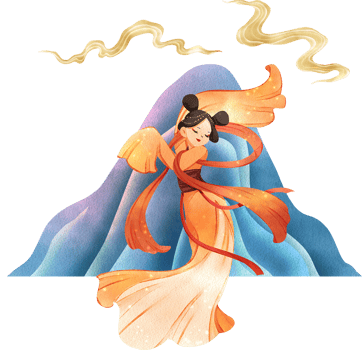Chinese tender woman cartoon and decor watercolor hand drawn png