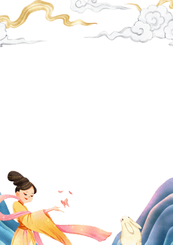 Frame of Chinese tender woman cartoon and decor watercolor hand drawn png