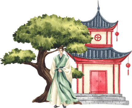 Chinese cultere and decor watercolor hand drawn png