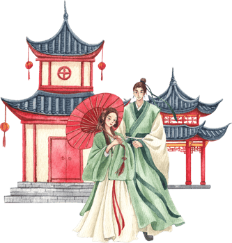 Chinese cultere and decor watercolor hand drawn png