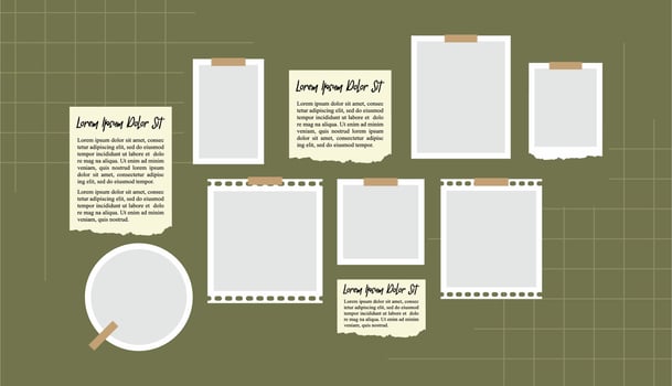Pictures or photos frame collage comics page grid layout abstract photo frames and digital photo wall template vector