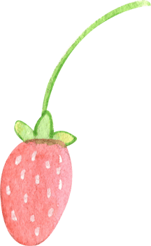 cute red tiny strawberry fresh, pastel watercolor, hand-drawn watercolor illustration png