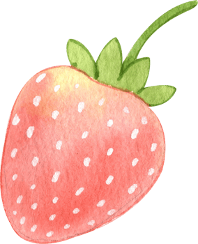 cute red strawberry fresh, pastel watercolor, hand-drawn watercolor illustration png