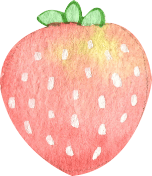 cute fresh strawberry, pastel watercolor, hand-drawn watercolor illustration png