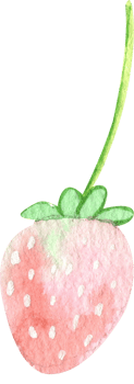 cute pink strawberry fresh, pastel watercolor, hand-drawn watercolor illustration png