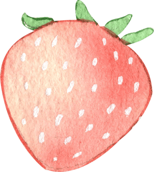 cute fresh strawberry, pastel watercolor, hand-drawn watercolor illustration png