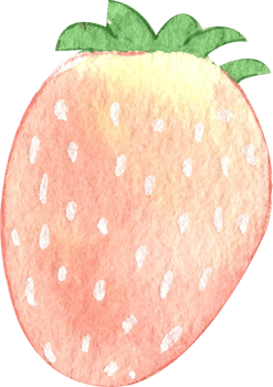 cute fresh strawberry, pastel watercolor, hand-drawn watercolor illustration png