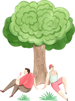 man sips wine while sitting under a tree, enjoying the view, hand-drawn watercolor illustration png