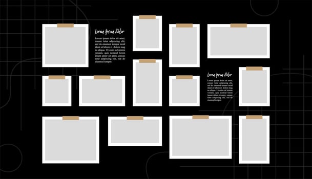 Pictures or photos frame collage layout abstract photo frames and digital photo wall template vector