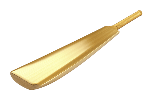 Golden cricket bat isolated on transparent background. perfect for sports equipment, luxury design, and cricket-themed projects. png