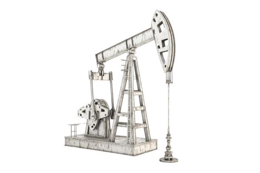 Oil pumpjack machine isolated on transparent background. representing industrial extraction of petroleum resources. png
