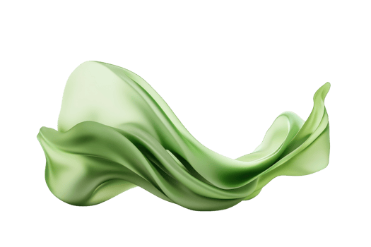 Elegant green abstract wave made of smooth silk flowing gracefully on a transparent background. perfect for modern graphic design projects. png