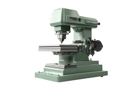 Green industrial milling machine isolated on transparent background. suitable for use in manufacturing and machining industries. png