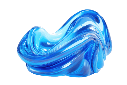 Abstract blue fluid shape, smooth and shiny. Vibrant and dynamic, perfect for backgrounds or design elements in digital and graphic projects. png