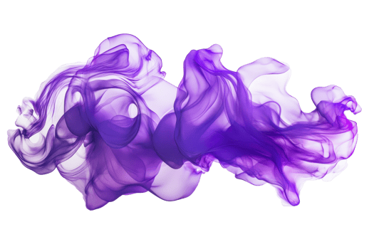 Abstract violet smoke swirling in fluid shapes against a transparent background. creating a mesmerizing and ethereal visual experience. png