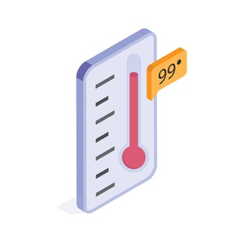 Digital thermometer displaying high temperature for fever indication vector