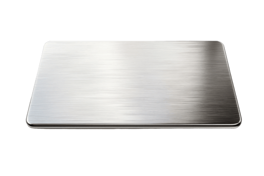 Sleek rectangular brushed metal surface with a minimalist design, perfect for tech, hardware, and industrial applications. png