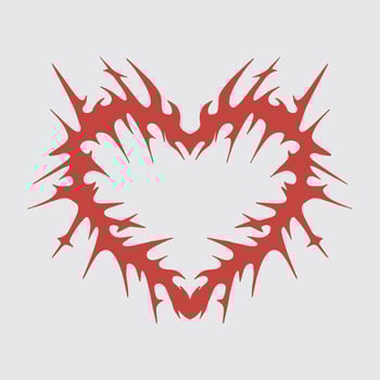 Heart shape cyber sigilsm tattoo neo tribal streetwear element illustration hard core metal t shirt design sticker editable vector