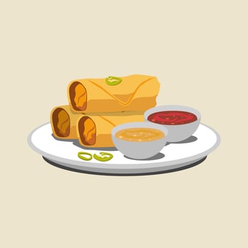 Fried evening snack tasty delicious art illustration design vector