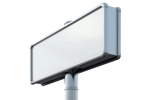 Blank white billboard with a pole isolated on transparent background. perfect for advertisements, promotions, and marketing concepts. png