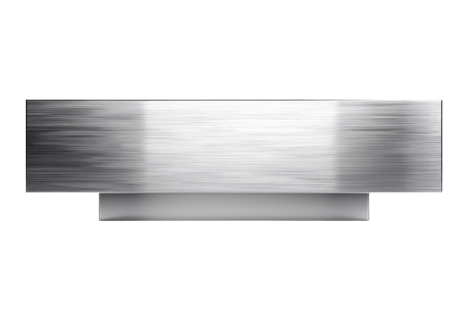 Brushed metal texture rectangular plaque on black background, ideal for industrial design projects or modern art concepts. png