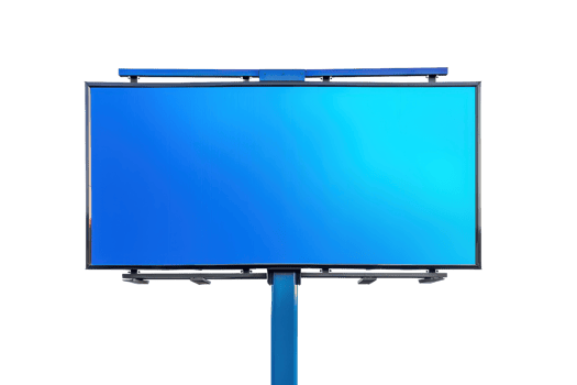 Large blank blue billboard isolated on transparent background. ready for advertising design or commercial message. png