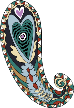 Paisley print line art hand drawn png