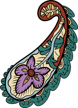 Paisley print line art hand drawn png