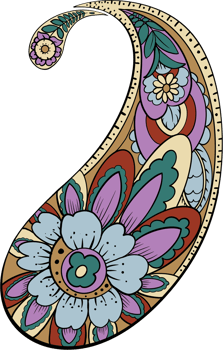 Paisley print line art hand drawn png