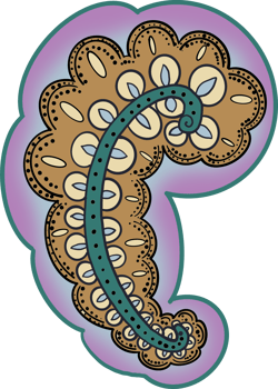 Paisley print line art hand drawn png