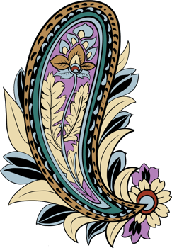 Paisley print line art hand drawn png