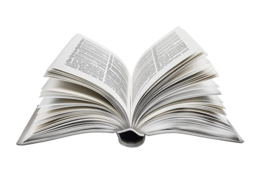 Open book with visible text, isolated on transparent background. Ideal for educational, literary, and knowledge-related design projects. png
